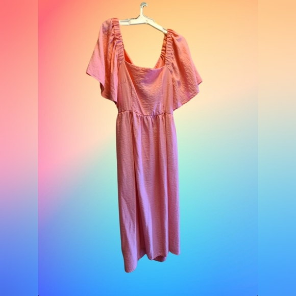 A New Day - Flutter Short Sleeve Tie Back Dress - Barbie Bubble Gum Pink - M - Picture 1 of 4